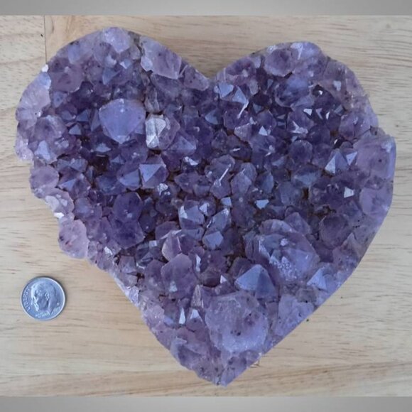 AMETHYST heart with stand stone crystal rock FEBRUARY birthstone STRESS 01 - Picture 2 of 9